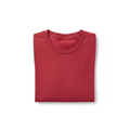 Classic red crew neck t-shirt on white background