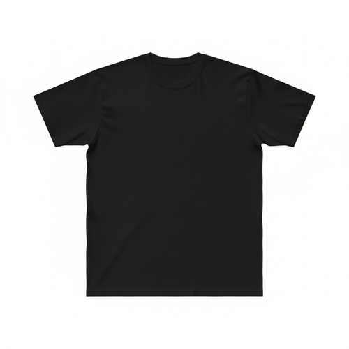 Classic black crew neck t-shirt on white background