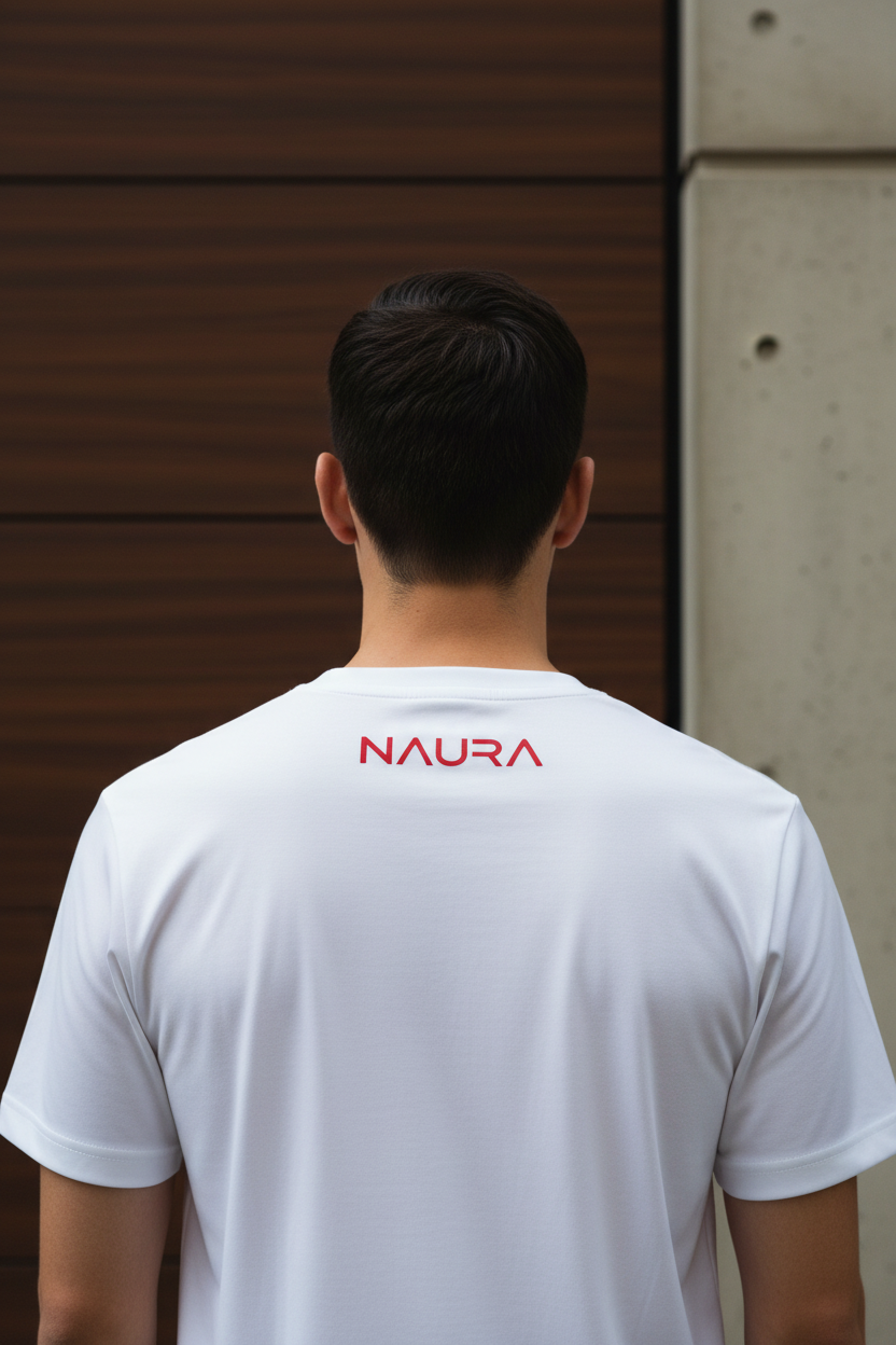 NAURA White Back Italic Red